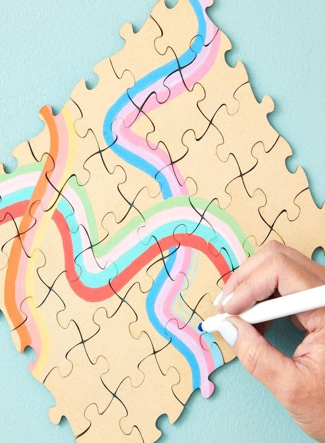 Haoser 100 Blank Wooden Puzzle Pieces for Crafts, DIY Art Projects, 1.9x1.6 Unfinished Freeform Jigsaw Wood Puzzle to Draw On - Image 5